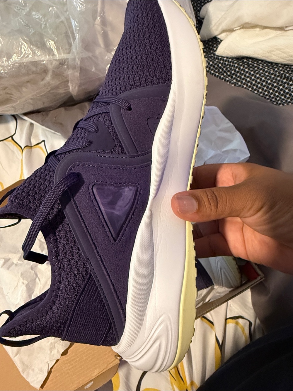 Puma Women’s Purple Knit Athletic Sneakers with White Sole - Picture 4 of 6